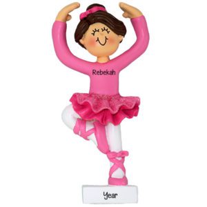 Image of Personalized Ballerina Pink Tutu BRUNETTE Hair Ornament