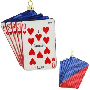 Image of Personalized I Love Playing Cards Glass Ornament