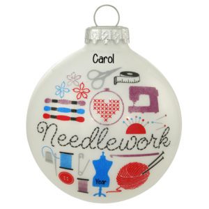 Image of Personalized I Love To Draw Glittered Glass Ornament