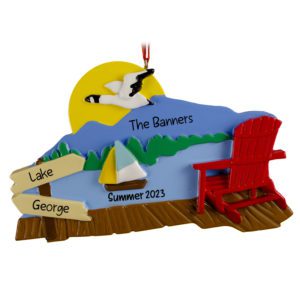 Image of Personalized Lakeside Dock And Adirondack Chair Ornament