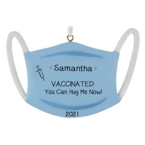 Image of Personalized Ready For Hugs Vaccinated RESIN Mask Ornament