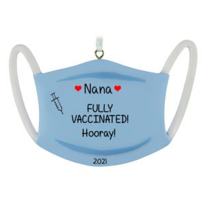 Image of Personalized COVID Vaccine Blue Mask Resin Ornament
