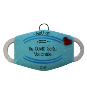 Image of Be COVID Safe And Vaccinate DOUGH Mask Personalized Ornament