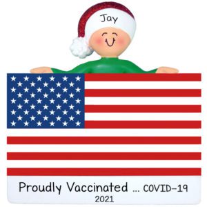 Image of Proudly Vaccinated American Flag Personalized Ornament