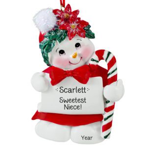 Image of Love You Grandpa Snowman Holding Glittered Holly Personalized Ornament