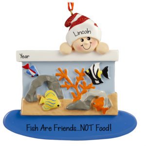 Image of Personalized Colorful Pet Fish And Coral In Aquarium Ornament