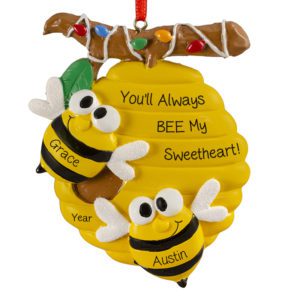 Image of Personalized Two Bees In Love Couple Colorful Hive Ornament