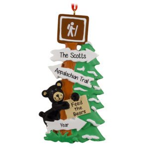 Image of Appalachian Trail Black Bear On Glittered Tree Personalized Ornament