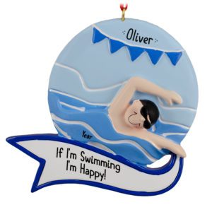 Image of MALE Swimming In Pool With Cap And Goggles Ornament