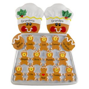 Image of Personalized Gingerbread Couple With 11 Grandkids TABLE TOP DECORATION Easel Back