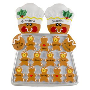 Image of Personalized Gingerbread Couple With 9 Grandkids TABLE TOP DECORATION Easel Back
