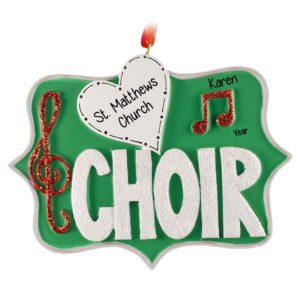 Image of Church Choir Glittered Music Notes Personalized Ornament