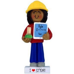 Image of Personalized STEM FEMALE Holding Beaker Ornament African American