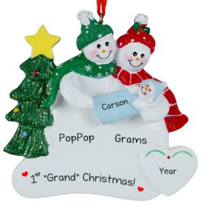 Image of Grandparents Holding Baby GRANDSON Grand Christmas Ornament