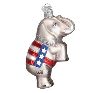 Image of Personalized GOP Republican Elephant Glittered Glass Ornament