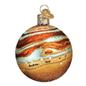 Image of Personalized Planet Jupiter Glittered Glass 3-D Ornament