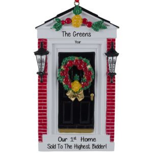 Image of Personalized First Home Won By Bidding War BLACK Door Ornament