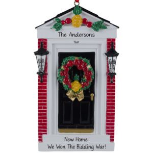 Image of Personalized NEW Home Won By Bidding War BLACK Door Ornament