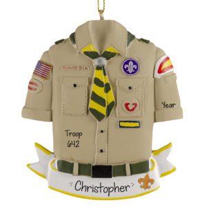 Image of Personalized TAN BSA Shirt With TIE And BANNER Ornament