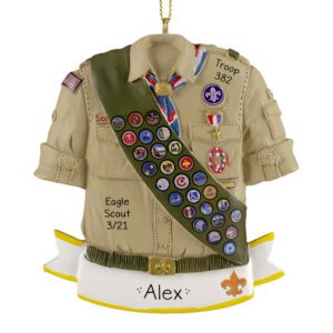 Image of Personalized BLUE Cub Scout Shirt With Badges And Banner Ornament
