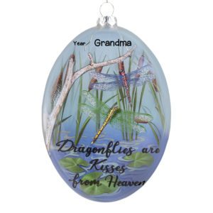 Image of Personalized Dragonflies Are Kisses From Heaven Glass Ornament