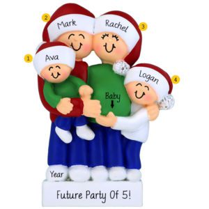 Image of Family Of Four Expecting Baby Personalized Ornament