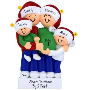 Image of Family Of Four Expecting Baby Personalized Ornament