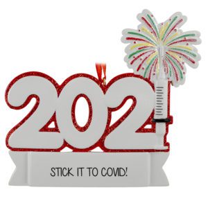 Image of Stick It To COVID Vaccine 2021 Syringe Firework Ornament