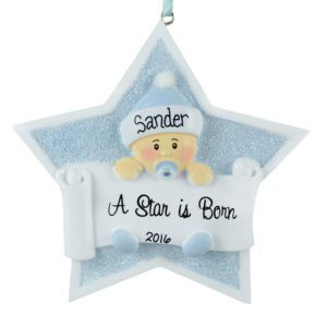Image of Personalized A Star Is Born Glittered Ornament GIRL PINK