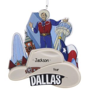 Image of Personalized Travel To Dallas Souvenir Keepsake Ornament