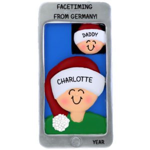Image of Personalized Video Chatting With Military Person On Phone Ornament