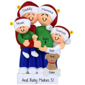 Image of Personalized Expecting Family Of Four With Pet Ornament
