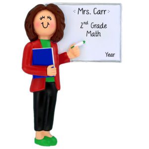 Image of Personalized FEMALE Teacher At Wipeboard Ornament BRUNETTE