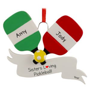 Image of Personalized 2 Sisters Pickleball Paddles Ornament