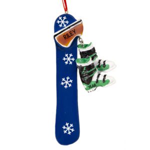 Image of Snowboard With Dangling Boots Personalized Ornaments