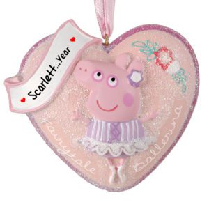 Image of Personalized Peppa Pig In Heart Ballerina Glittered Ornament