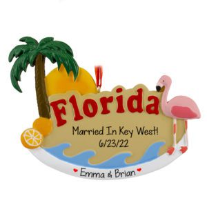 Image of Destination Wedding In Florida Palm Tree Personalized Ornament