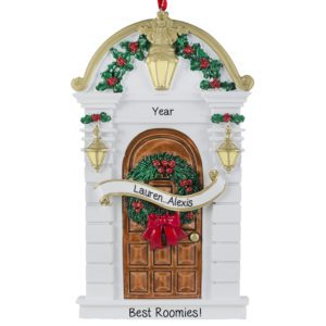 Image of Personalized Two Roommates Brown Door Ornament