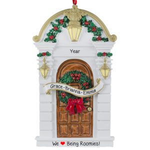 Image of Personalized Three Roommates Brown Christmasy Door Ornament