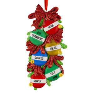 Image of Personalized Group Of 5 Grandkids Glittered Christmas Balls Ornament