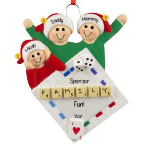 Image of Personalized Family Of 3 Playing Game Together Ornament