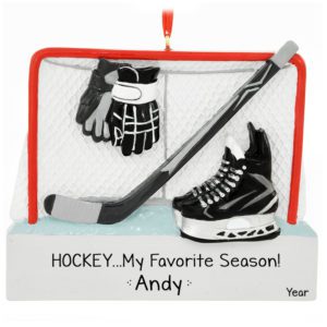 Image of Hockey Is My Favorite Season Skates And Goal Personalized Ornament