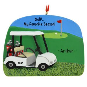 Image of Golf Is My Favorite Season Cart On Green Personalized Ornament