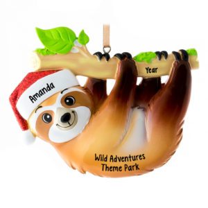 Image of Personalized Sloth Hanging From Branch Zoo Souvenir Ornament