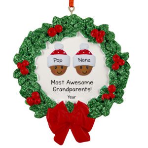 Image of Personalized Road Trip Grandparents In SUV Glittered Wreath Ornament