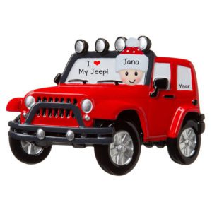 Image of PERSON Loves Their RED Jeep 4X4 Personalized Ornament