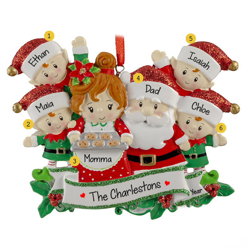 Idle Gnomes Family of 2 3 4 5 6 Elves Personalized Christmas Ornament 