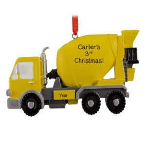Image of Personalized 3rd Christmas Yellow Cement Mixer Ornament