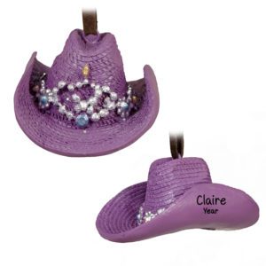 Image of Personalized Rodeo Queen 3-D Cowgirl Hat Ornament BLUE
