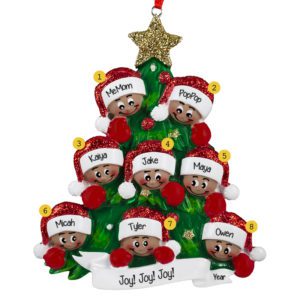 Image of Personalized 9 Grandkids Snowmen Glittered Flake Ornament